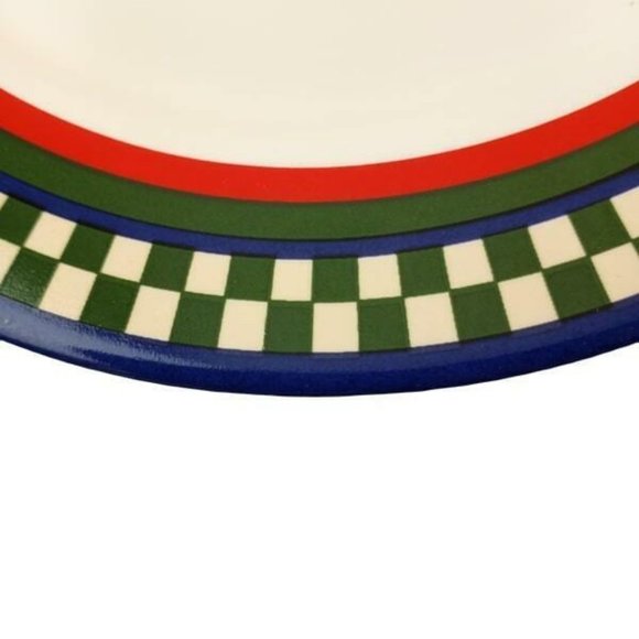 Ella's Rooster Bob Timberlake 2.5" Flat Cup & Saucer Set of 4 Checkered Rim - Picture 11 of 11